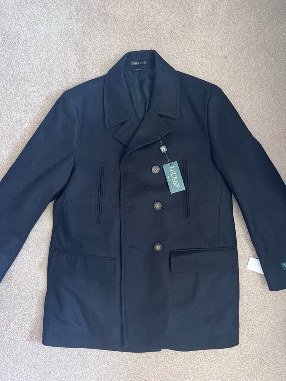 Ralph Lauren Navy Double breasted wool pea coat